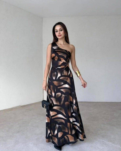 پیراهن سرشانه رومی طرحدار لاکچری