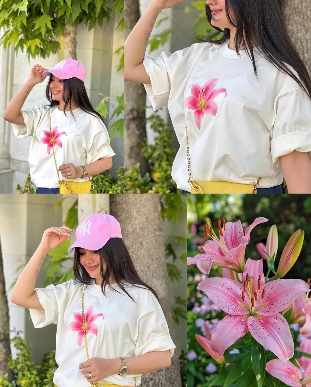 تیشرت باکسی پنبه طرح گل